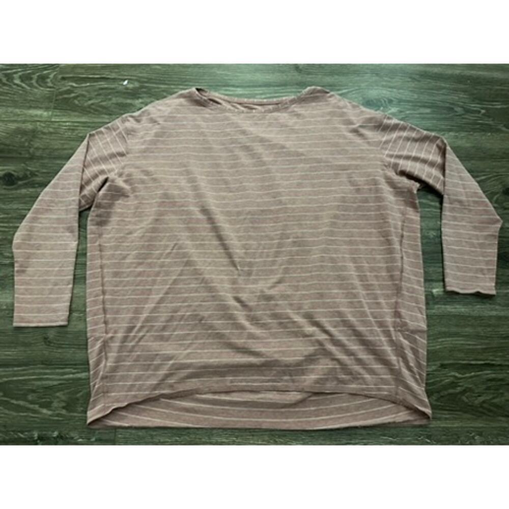 Lululemon Back In Action Long Sleeve Short Serve Stripe HeatherSpiced Chai White